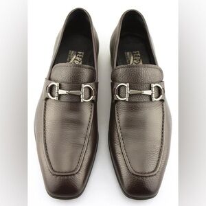 Men's SALVATORE FERRAGAMO 'Pompei' Hickory Calf Leather Loafers Size US 7.5 - D